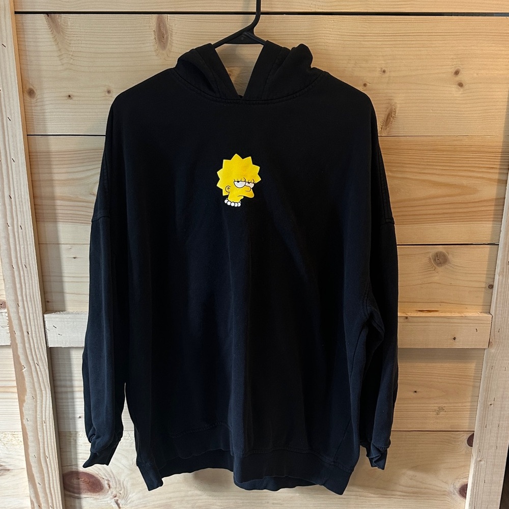H&M Black Hoodie with Yellow Cartoon Graphic